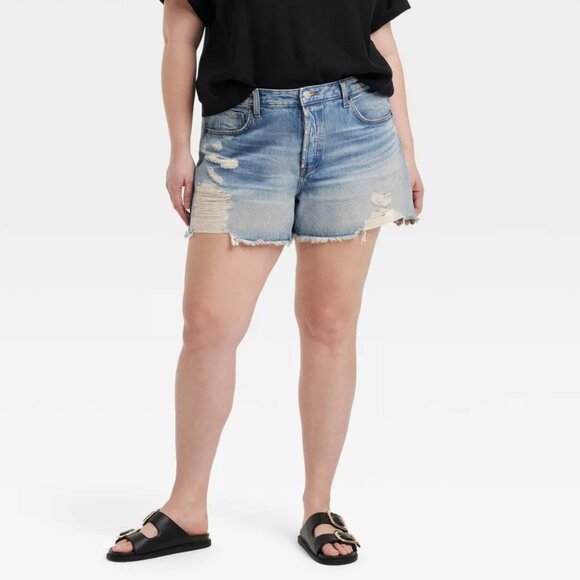 UNIVERSAL THREAD 90s baggy mid rise distressed denim shorts 22 NWT - Picture 3 of 6